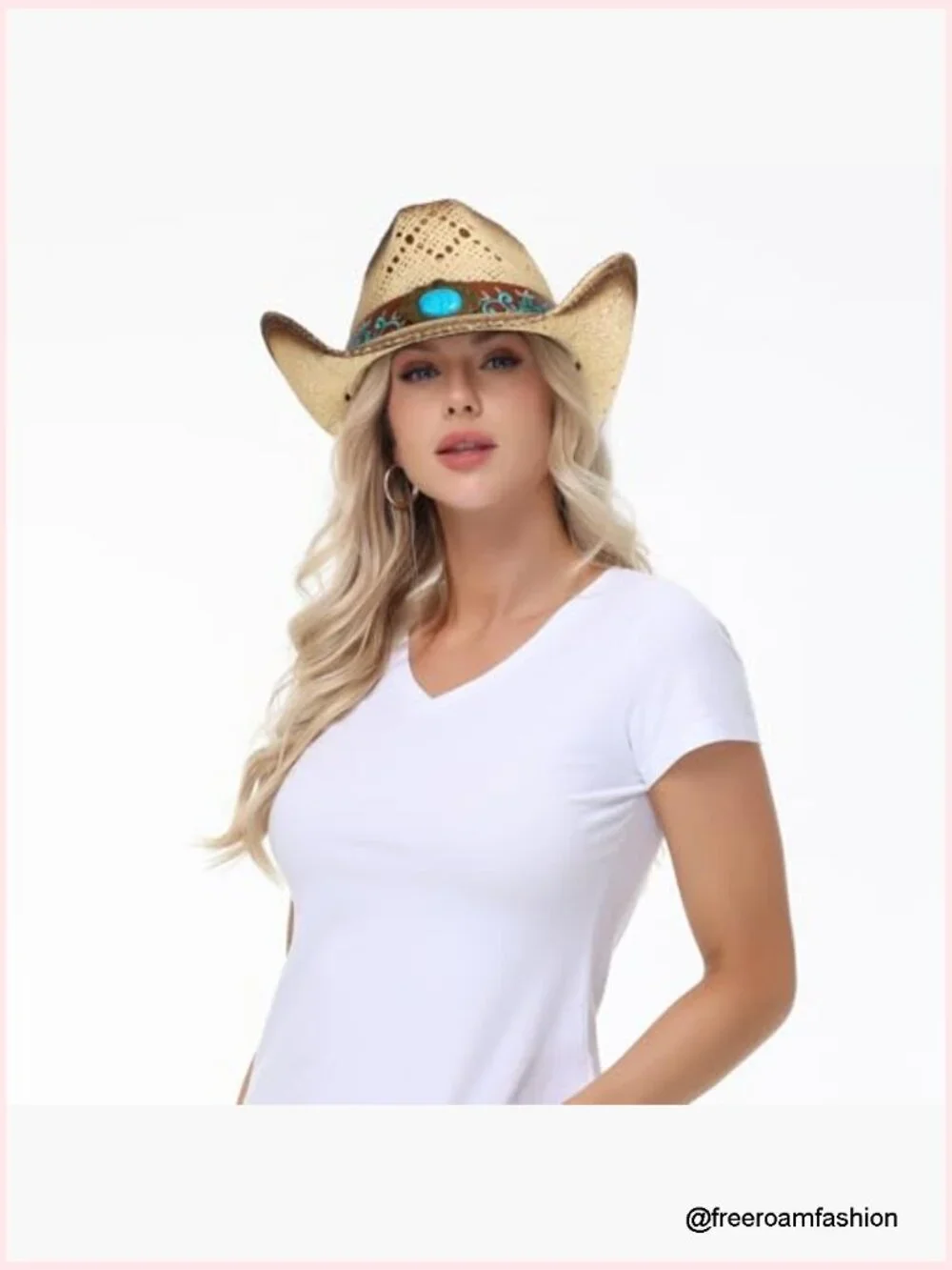 Wide Brim Straw Cowboy Hat Shapeable Brim Western Hat